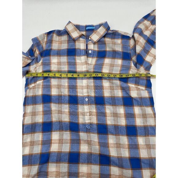 J. McLaughlin Tunic For Women Plaid Pattern Collared 3/4 Buttons Sz M Long Sleev - Picture 3 of 6